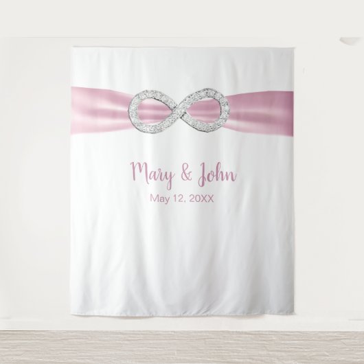Roze lint diamanten oneindigheid trouw achtergrond wandkleed (Voorkant)