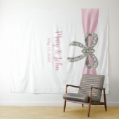 Roze lint diamanten strik trouw achtergrond wandkleed (In Situ (horizontaal))