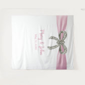 Roze lint diamanten strik trouw achtergrond wandkleed (Voorkant (horizontaal))