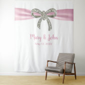 Roze lint diamanten strik trouw achtergrond wandkleed (In situ)