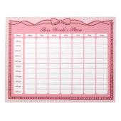 Roze lint dit weekplan uurrooster notitieblok (Voorkant)
