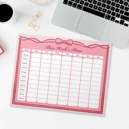 Roze lint dit weekplan uurrooster notitieblok