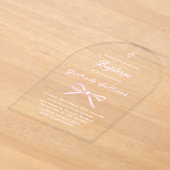 Roze lint Doop Acryl Uitnodigingen (Laagn)