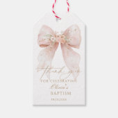 Roze lint doop bedankje cadeaulabel (Voorkant)