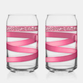 Roze Lint Drinkset Blikvorm Glas (Voorkant)