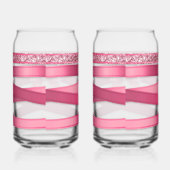 Roze Lint Drinkset Blikvorm Glas (Rechts)