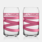 Roze Lint Drinkset Blikvorm Glas (Achterkant)