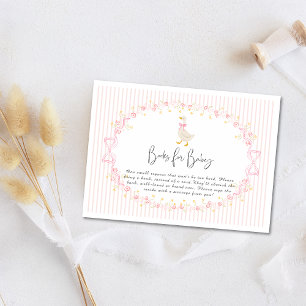 Roze Lint Dwaas Ganzen Flirterig Gingham Baby Informatiekaartje