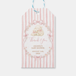 Roze lint Een klein lammetje baby shower Dank je Cadeaulabel