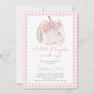 Roze lint een kleine pompoen babyshower meisje kaart