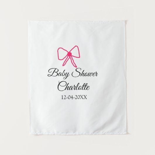 ROZE LINT EENVOUDIGE BABYSHOWER VOEG NAAM DATUM MI WANDKLEED (Voorkant)