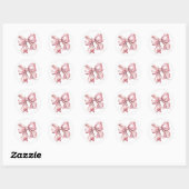 Roze lint eenvoudige bruids- of babyshower ronde sticker (Vel)