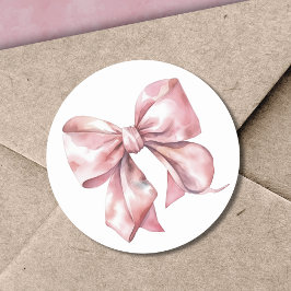 Roze lint eenvoudige bruids- of babyshower ronde sticker