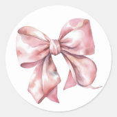 Roze lint eenvoudige bruiloft of babyshower ronde sticker (Voorkant)