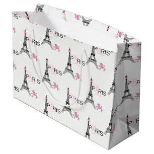 Roze Lint Eiffeltoren Parijs Frankrijk Poodle Chic Groot Cadeauzakje