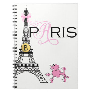 Roze lint Eiffeltoren Parijs Frankrijk Poodle Chic Notitieboek