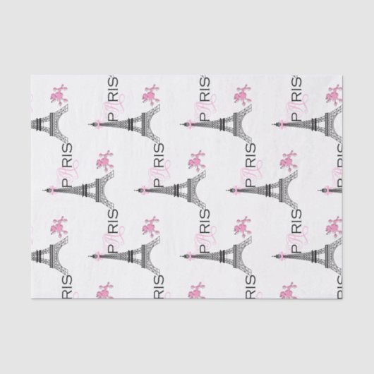 Roze lint Eiffeltoren Parijs Frankrijk Poodle Chic Tissuepapier (Voorkant)