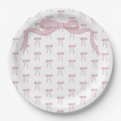 Roze lint Elegant Baby shower Papieren Bordje (Voorkant)