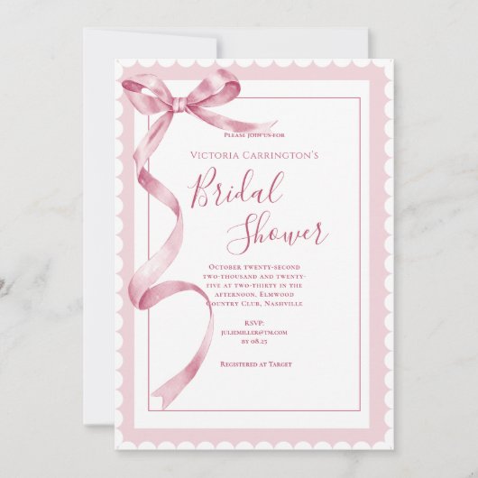 Roze lint Elegant Vrijgezellenfeest Kaart (Voorkant)