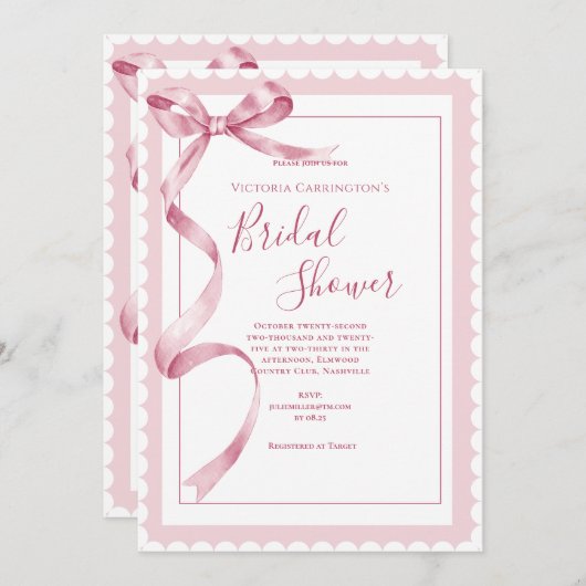 Roze lint Elegant Vrijgezellenfeest Kaart (Voorkant / Achterkant)