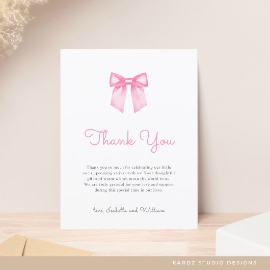 Roze Lint Elegante Baby Borrel Dank Je Wel Briefkaart