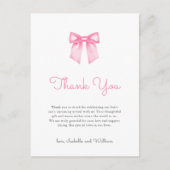 Roze Lint Elegante Baby Borrel Dank Je Wel Briefkaart (Voorkant)