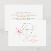 Roze lint Elegante Chic Whimsische bedankkaart (Voorkant / Achterkant)