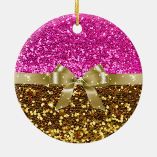 Roze lint en Baby Fotoornament Keepslag Keramisch Ornament (Achterkant)