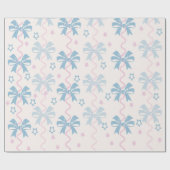 Roze lint en blauwe boog cadeaupapier (Vlak)