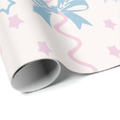 Roze lint en blauwe boog cadeaupapier (Rol Hoek)