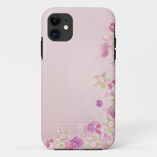 Roze lint en bloemen Case-Mate iPhone case (Achterkant)