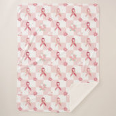 Roze lint en bloemen geruit sherpa deken (Voorkant)