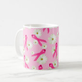 roze lint en daisy-ontwerp koffiemok (Voorkant links)