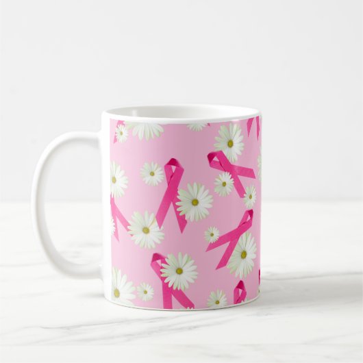 roze lint en daisy-ontwerp koffiemok (Links)