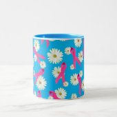 roze lint en daisy-ontwerp tweekleurige koffiemok (Center)