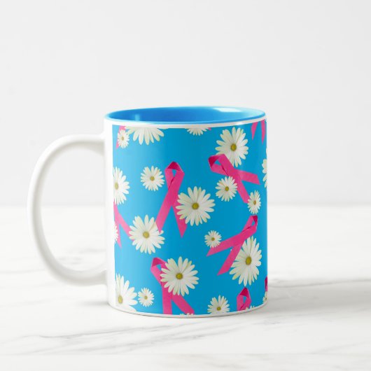 roze lint en daisy-ontwerp tweekleurige koffiemok (Links)