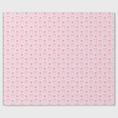 Roze lint en hartpatroon cadeaupapier rol (Vlak)