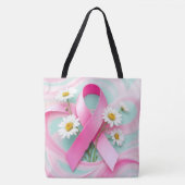Roze lint en madeliefjes borstkanker bewustzijn tote bag (Voorkant)