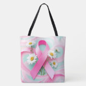 Roze lint en madeliefjes borstkanker bewustzijn tote bag (Achterkant)