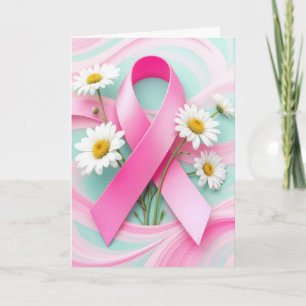 Roze lint en madeliefjes Borstkankerbewustzijn Kaart