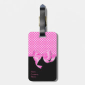 Roze lint- en pooldots bagagelabel (Achterkant verticaal)