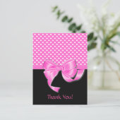 Roze lint- en pooldots briefkaart (Staand voorkant)
