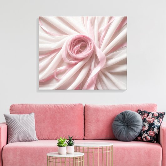 Roze lint en tule Abstract Canvas Afdruk (Insitu (Woonkamer))