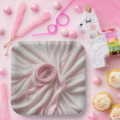 Roze lint en tule abstract papieren bordje (Feest)