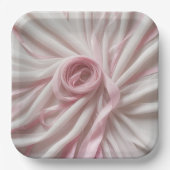 Roze lint en tule abstract papieren bordje (Voorkant)