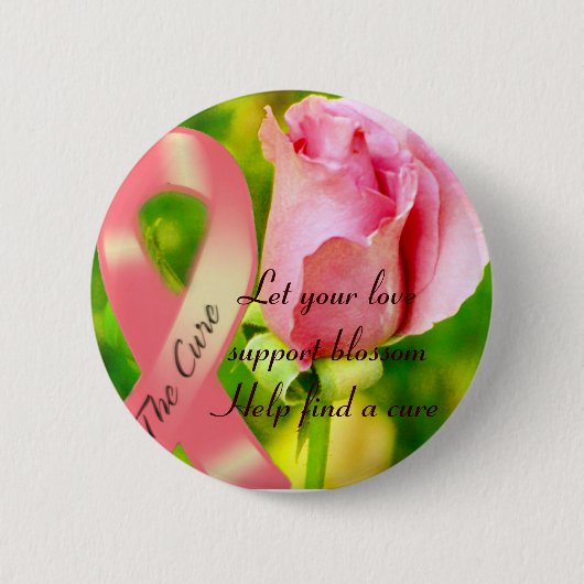 Roze lint en uw Help_ Ronde Button 5,7 Cm (Voorkant)