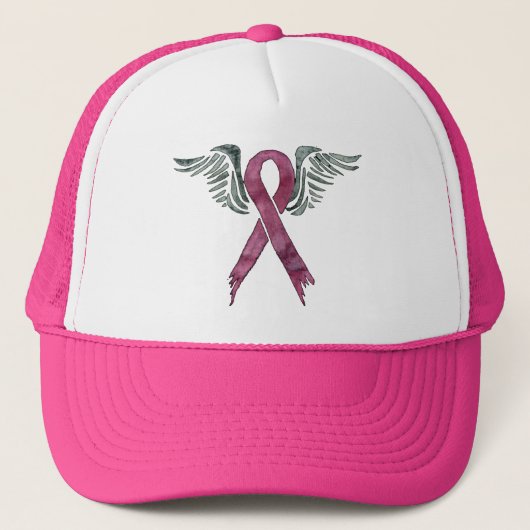 roze lint en vleugels trucker pet (Voorkant)