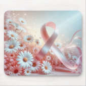 Roze lint en witte madeliefjes muismat (Voorkant)