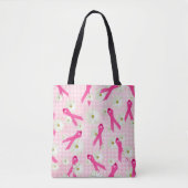 roze lint en zeeduivel op gingham tote bag (Voorkant)