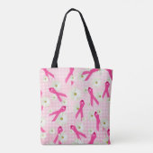 roze lint en zeeduivel op gingham tote bag (Achterkant)